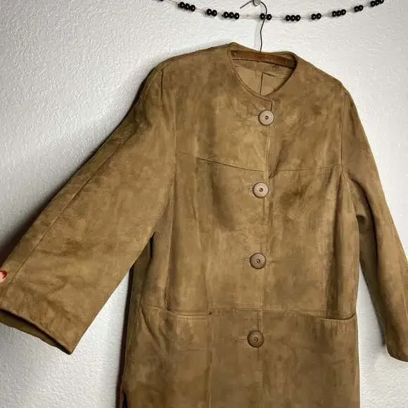 Vintage Suede Boho Brown Peacoat - Picture 3 of 9